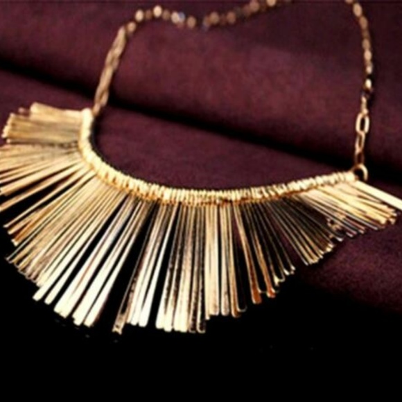 Gold Egyptian Statement Chunky Bib Necklace - Picture 2 of 2